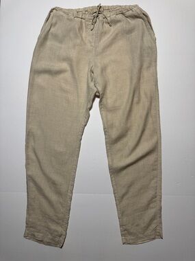 CP SHADES Women's Casual 100% Linen Drawstring Pants Neutral Beige Lightweight L